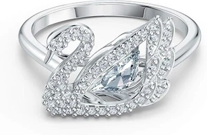 Swarovski Dancing Swan Ring 5544520 Rhodium-Plated White Crystal New - Picture 1 of 5