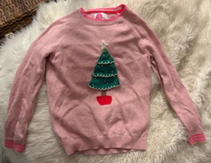 Mini Boden Pink Christmas Tree Sweater Girls 11/12 y - Picture 1 of 7
