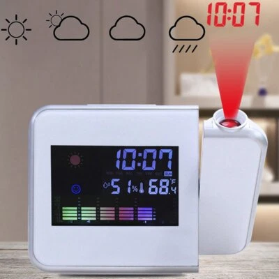 LCD Alarm Wecker Snooze Datum Temperaturanzeige Alarm Tischuhr mit Projektion - Bild 1 von 4