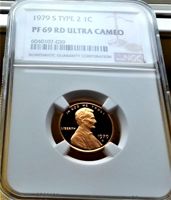 1979-S NGC PF69 ULTRA CAMEO RED TYPE 2 LINCOLN CENT PENNY 1C - Image 1 of 4