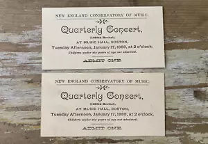 Entradas de conciertos de papel efímeras antiguas Conservatorio de Música de Nueva Inglaterra 1888 - Imagen 1 de 3