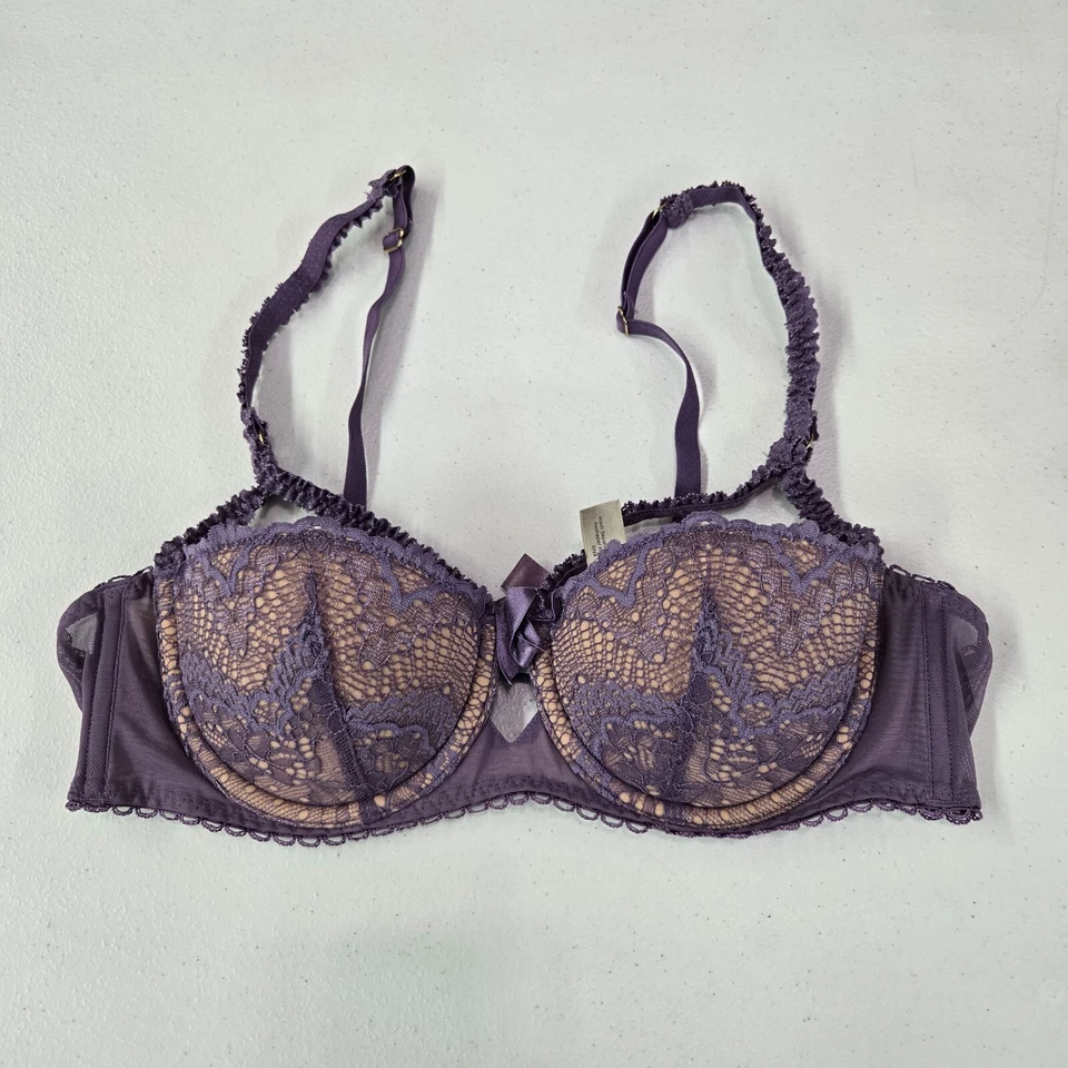 Sujetador Adore Me para mujer 34B púrpura encaje Kimmy Balconette con aros volantes Foto 1 de 4