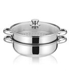 Reliable 2 Tier Steamer Pot with Glass Lid Enjoy Effortless For Cooking