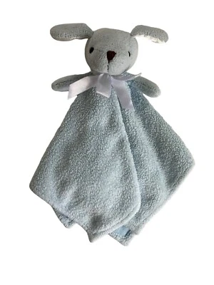 Lambs & Ivy Blue Puppy Bunny  Lovey Blanket 17" Plush 2009 White Satin Ears - Image 1 of 4
