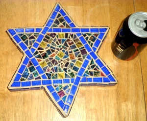 [Handmade] ISRAEL: "Star of David", WALL SIGN / PLAQUE, GLASS CHIPS, 10.75" TALL - Picture 1 of 8