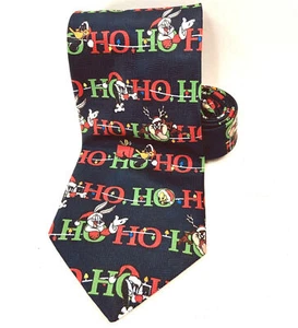 Cravatta uomo Looney Tunes Sylvester Tweety e Taz blu vacanze di Natale - Foto 1 di 3