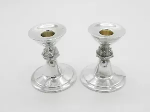 Reid & Sons Ltd Sterling Silver Celtic Pattern Pair of Candlesticks 1972 Vintage - Picture 1 of 8