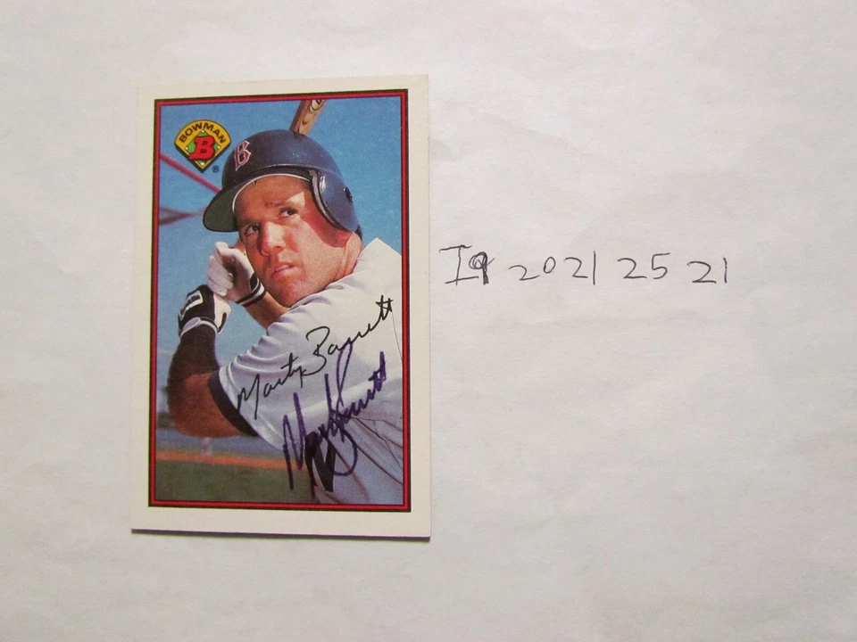 1989 Bowman Marty Barrett Signed Baseball Card  - Image 1 of 2