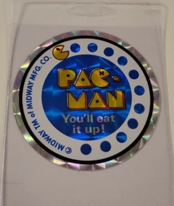 PAC-MAN You'll Eat It Up 1980s PRISMATIC Prism VENDING MACHINE STICKER CARD Rare - Picture 1 of 3