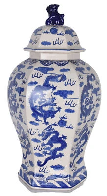 XL lidded vase China floor vase porcelain vessel dragon vase with lid 64 cm - Image 1 of 4