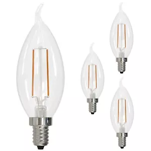 4Pk LED Flame Tip Chandelier Light Bulb, 2.5W(25W), 2700K, 250LM, CA10 - Picture 1 of 9