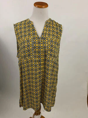 BANANA REPUBLIC Top Sin Mangas Estampado Amarillo Negro Mujer L Foto 1 de 4