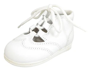 DE OSU -Spain -Baby Boy/Girl White Leather Dress Ghillie Boots -European-Sz 5, 6 - Picture 1 of 5