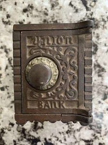 MARAVILLOSA ANTIGÜEDAD EE. UU. BANCO DE HIERRO FUNDIDO "UNION SAFE", c. 1900 - Imagen 1 de 5