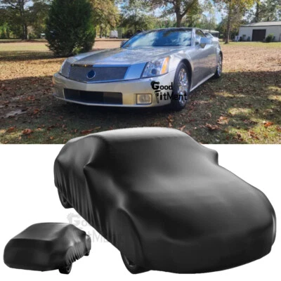 For Cadillac XLR 2004-2009 Soft Indoor Car Cover Satin Stretch+Storage Bag Black Foto 1 de 4