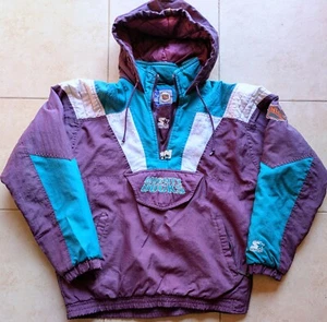 Anaheim Mighty Ducks 90s STARTER Color Block 1/2 jacket "M" purple teal NHL vtg - Picture 1 of 6