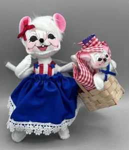 Annalee Puppe - 4. Juli patriotisch 6 Zoll Mutter und Kind Picknick Paar - Bild 1 von 7