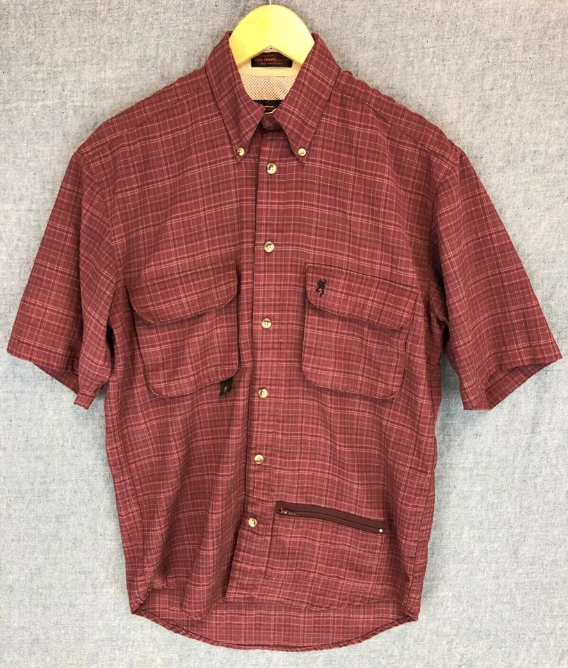 Vintage Browning Vented Shirt Men's S Small Short Sleeve Button Up Travel - Image 1 of 4