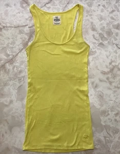 Juniors Vintage Y2k PINK Victoria’s Secret Long Tank Top Dog Yellow small s-p - Picture 1 of 6