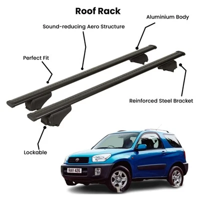 2 piezas barras transversales negras para TOYOTA RAV4 SUV 2000-2004 Foto 1 de 4