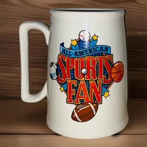 Vintage All American Sports Fan Hallmark Big Smile Stein Mug Beer Beverage 1980s - Picture 1 of 3