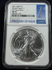 2021 American Silver Eagle -NGC MS70 First Day of Issue Type 1 - Picture 1 of 2