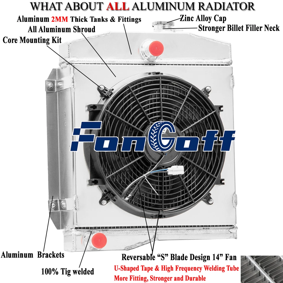 3 Row Radiator+Shroud Fan For 55-58,1956 Jeep Willys 59-71 CJ3 CJ5 CJ5A CJ6 CJ6A Foto 1 de 4