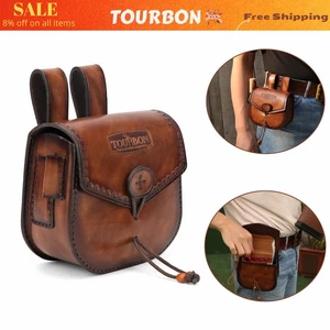 TOURBON Cartridges Waist Bag Leather Ammo Pouch Fits 12/16/20GA Shooting Brown - Picture 1 of 18