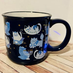 Eccolo Chanukka Katzen Tasse World Traveler Serie blau Keramik jüdische Kätzchen - Bild 1 von 8