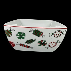 Food Network Holiday Servizio Ciotola Caramelle Verniciata Avvolta 8,75" Quadrata *LEGGI* - Foto 1 di 11