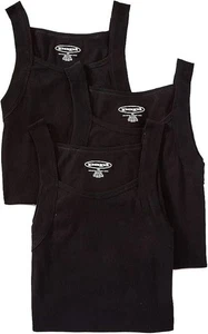 Papi Tanktops aus reiner Baumwolle mit eckigem Ausschnitt (3er-Pack) schwarz – Large - Bild 1 von 1