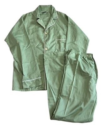 Pijama manga larga vintage MARLOWE AÑOS 70 80 para hombre M verde salvia prensa permanente Foto 1 de 4