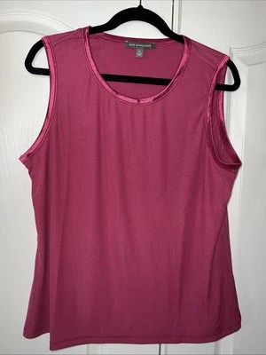 Camiseta sin mangas Kate & Mallory cuello redondo acanalada con ribete brillante XL rosa capa elástica nueva con etiquetas Foto 1 de 4