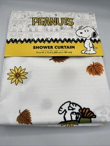 Peanuts Autumn Fall Leaves Snoopy Shower Curtain New - Picture 1 of 4