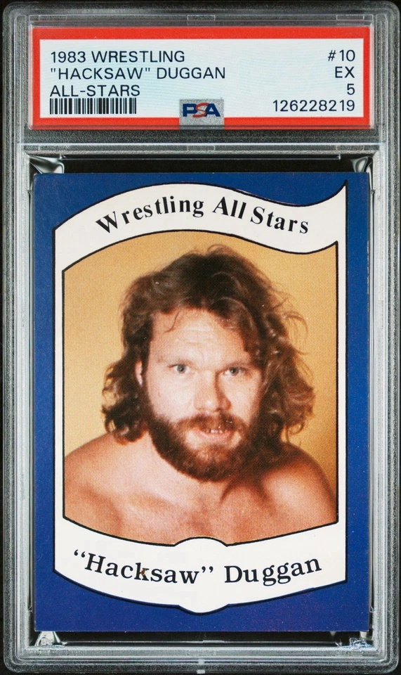 HACKSAW JIM DUGGAN 1983 LUCHA LIBRE TODAS LAS ESTRELLAS NOVATO RC #10 PSA 5 HOF WWE WWF WCW Foto 1 de 3