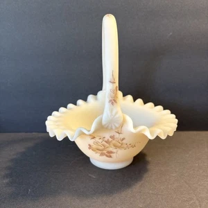 FENTON CUSTARD BASKET HAND PAINTED & SIGNED D. ANDERSON, YELLOW VINTAGE VGUC - Picture 1 of 11