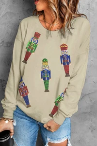 Willa Sequined Nutcracker Doll Casual Sweatshirt - Picture 1 of 4