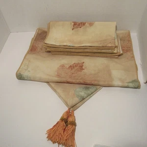 Corredor de mesa pastel otoño Home Wear con borlas doradas y 4 servilletas a juego - Imagen 1 de 9