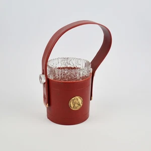 Vintage Ice Cube Container - Ice Bucket - Eiswürfeleimer - Glas - Red - Plaque - Picture 1 of 5