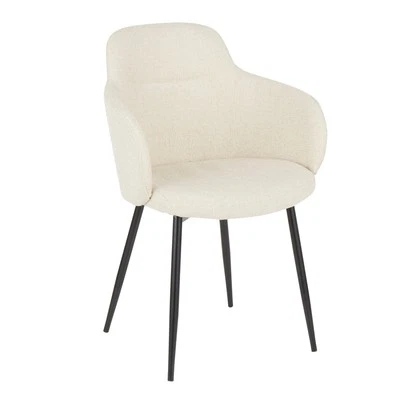 Boyne Industrial Chair: Black Metal & Cream - Image 1 of 4