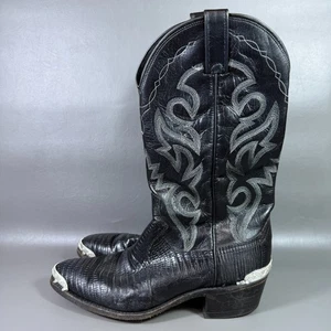 Dan Post Western Boot Mens Size 8.5EW Black Winston Lizard *ROUGH PLEASE READ* - Picture 1 of 24