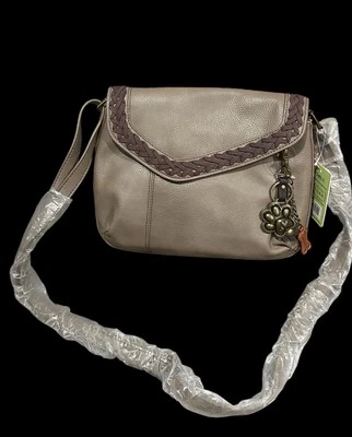 NWT Chala Handbags Braided Boho Gray Crossbody Shoulder Bag Dog Paw Daisy Charm - Image 1 of 4