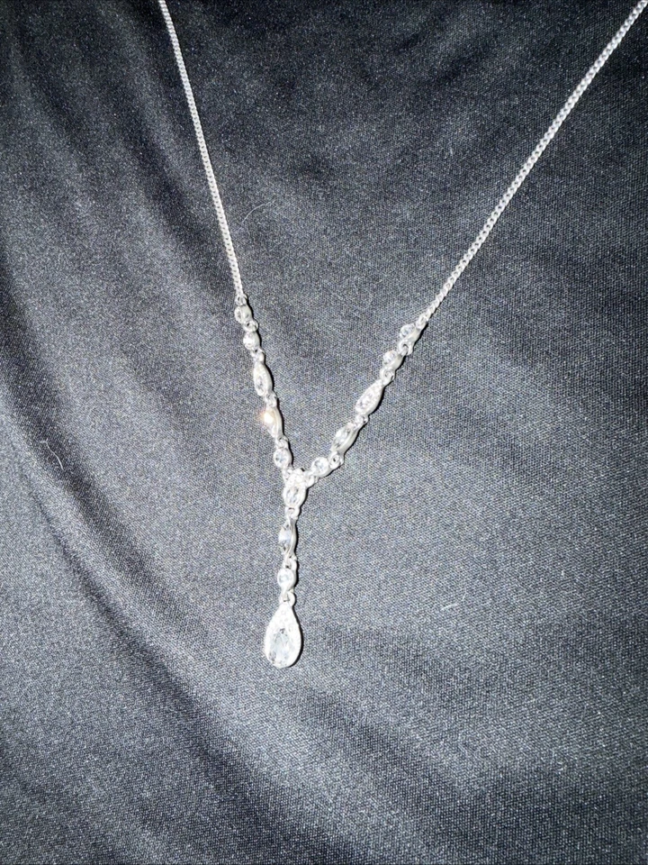 Collar Givenchy Forma Pera Cristal Lariat Y-16"+3" Extensor Estilo Vintage Foto 1 de 3