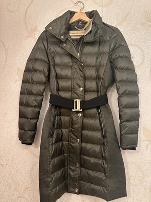 Burberry Olive Green Down Belted Puffer Coat Size IT 38, US 4 New. Read Descript - Image 1 of 4