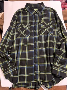 Dixxon Flannel Shirt Infectious Grooves Mens 3XL Black Plaid Button Down - Picture 1 of 4