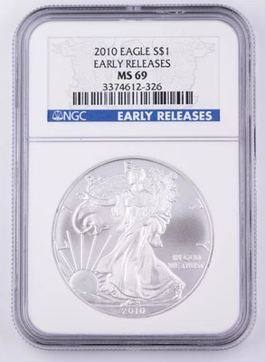 Certified 2010 Silver American Eagle SAE $1 NGC MS69 Early Releases 1oz  - Image 1 of 4