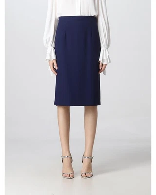 Falda lápiz Alberta Ferretti cintura alta hasta la rodilla mujer azul Foto 1 de 4