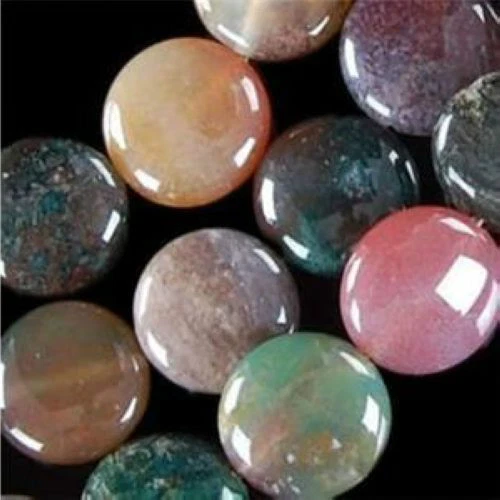 Huge Size 12MM Multicolor RARE Agate Onyx Coin Loose Beads Gemstones 15inch - Image 1 of 1