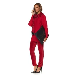 DIANE GILMAN Größe S Quad Blend Pullover und Schal ROT - Bild 1 von 2