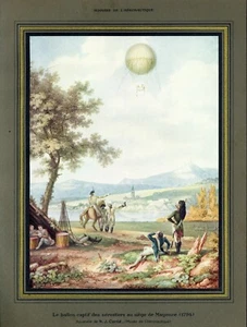 Impresión de revista Globo atado en el asedio de Maguncia 1794 N.J. Conte Art 1932 - Imagen 1 de 1